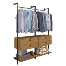 Closet Estilo Industrial Siena C/gaveta Preto/cina - Móveis Arapongas