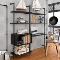 Closet Estilo Industrial Siena C/nicho Preto Fosco - Móveis Arapongas