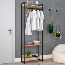 Closet Fine Ii 3 Prateleiras Carvalho/Preto - Pnr Móveis