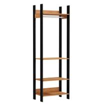 Closet Guarda Roupa Cabideiro 04 Prateleiras Modulado 220x73 Cm Leaf D03 Freijó Preto - Lyam Decor Closet Guarda Roupa Cabideiro 04 Prateleiras Modulado 220x73 Cm Leaf D03 Freijó Preto - Lyam Decor