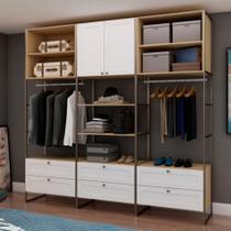 Closet Guarda Roupa Infinity 3 Pts 6 Gav Savana com Branco
