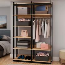 Closet Guarda Roupa Modulado 2 peças 1 Cabid. Freijó/Preto