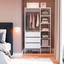 Closet Guarda Roupa Organizador Com Cabideiro e 3 Gavetas - Placa e Ponto