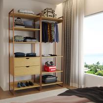 Closet Industrial Casal Loft 2 Módulos Canela Cabideiro com Gavetas Base Cobre Closet Industrial Casal Loft 2 Módulos Canela Cabideiro com Gavetas Base Cobre