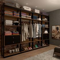 Closet Industrial Marseille 4 Gavetas 8 Prateleiras 2 Cabideiros Black/Brise - Panorama Móveis