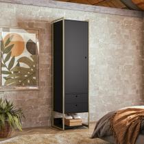 Closet Industrial Olivar 1 Porta 2 Gavetas 54cm Preto - Olivar Móveis