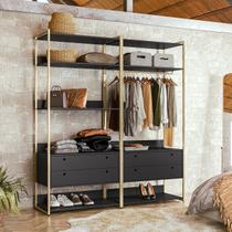 Closet Industrial Olivar 4 Gavetas 9 Prateleiras Preto - Olivar Móveis