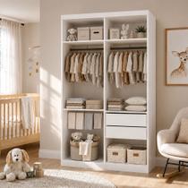 Closet Infantil sem Portas 2 Gavetas Júlia Branco Closet Infantil sem Portas 2 Gavetas Júlia Branco