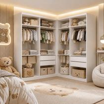 Closet Infantil sem Portas 4 Gavetas Seraphina Branco