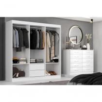 Closet Lisboa Com Cômoda 10 Gavetas Premium Marbela - Branco