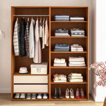 Closet Luna 2 Gavetas 5 Prateleiras Creme/Freijó - Politorno