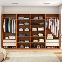 Closet Luna 4 Gavetas 10 Prateleiras Creme/Freijó - Politorno