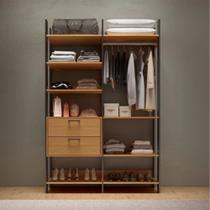 Closet Modulado 2pc 1,45m 2 Gavetas Cabide e Prateleiras TW403 Dalla Costa