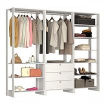 Closet Modulado 3 Peças com 2 Cabideiros 3 Gavetas e 10 Nichos Yes Branco