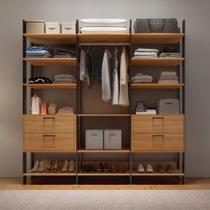 Closet Modulado 3pc 2,17m 4 Gavetas Cabide e Prateleiras TW404 Dalla Costa Closet Modulado 3pc 2,17m 4 Gavetas Cabide e Prateleiras TW404 Dalla Costa