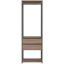 Closet Modulado 60x45x183cm 3 Prateleiras 2 Gavetas 1 Cabideiro ProDecor em MDP Montana e Preto