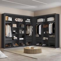 Closet Modulado 8 Gavetas MDF Preto Tx Amoudi Móveis Closet Modulado 8 Gavetas MDF Preto Tx Amoudi Móveis