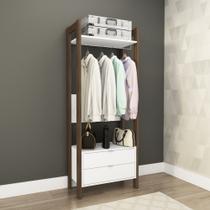 Closet Modulado Aberto - Armário Alto Multiuso com 2 Gavetas Prateleiras e Cabide AZ1011 Tecnomóbili