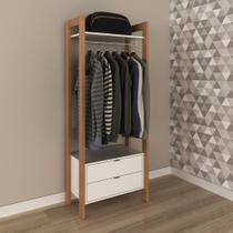 Closet Modulado Aberto - Armário Alto Multiuso com 2 Gavetas Prateleiras e Cabide AZ1011 Tecnomóbili
