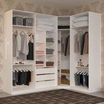 Closet Modulado de Canto 3 Peças Sem portas com 3 Gavetas Prestige Luciane