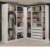 Closet Modulado de Canto 4 Peças Sem portas 6 Gavetas Arca - Branco