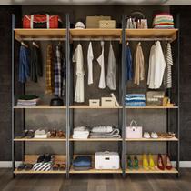 Closet Moscow 12 Prateleiras 100% Mdf Freijó/Preto Fosco - Panorama Móveis