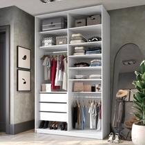 Closet Solteiro 100% MDF BP 139,5cm 3 Gavetas Sion Branco