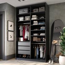 Closet Solteiro 100% MDF BP 139,5cm 3 Gavetas Sion Preto Closet Solteiro 100% MDF BP 139,5cm 3 Gavetas Sion Preto