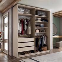 Closet Solteiro 100% MDF BP 159,5cm 3 Gavetas Monreale Bege Closet Solteiro 100% MDF BP 159,5cm 3 Gavetas Monreale Bege
