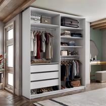 Closet Solteiro 100% MDF BP 159,5cm 3 Gavetas Monreale Branco Closet Solteiro 100% MDF BP 159,5cm 3 Gavetas Monreale Branco