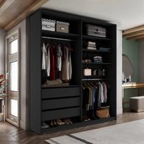 Closet Solteiro 100% MDF BP 159,5cm 3 Gavetas Monreale Cinza/Preto Closet Solteiro 100% MDF BP 159,5cm 3 Gavetas Monreale Cinza/Preto