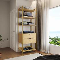 Closet Solteiro Estilo Industrial Loft 1 Módulo com Gaveta Canelabase Dourada Closet Solteiro Estilo Industrial Loft 1 Módulo com Gaveta Canelabase Dourada