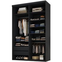 Closet Solteiro Guarda Roupa Sem Porta 139cm 2 Gavetas MDF Tunísia R02 Preto - Lyam Decor