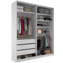 Closet Solteiro Guarda Roupa Sem Porta 159cm 3 Gavetas MDF Pisa R02 Branco - Lyam Decor