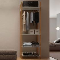 Closet Tw402 4 Prateleiras 100% Mdf Off White/Freijó - Dalla Costa Closet Tw402 4 Prateleiras 100% Mdf Off White/Freijó - Dalla Costa