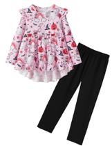 Clothes Yekaty Girls Ruffle Bainha com calças de cor sólida Clothes Yekaty Girls Ruffle Bainha com calças de cor sólida
