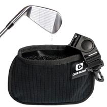 Club Scrub Mini, bolsa para limpeza de tacos de golfe e bolas de golfe, forro impermeável com tecnologia Clean Face, clipe removível, lavável à máquina, limpa ranhuras de tacos, exterior seco (preto)