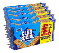 Club Social, Biscoito Original, 5 Pacotes, 60 Unidades