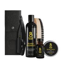 Clube da Barba - Kit de Limpeza de Cuidados de Barba - Estilo, Hidratação e Crescer uma Barba Mais Saudável - Shampoo de Barba, Cedro Barba Bálsamo e Óleo de Barba, Lâmina de Borda Reta, Escova de Barba de Cerdas de Javali - Kit de Presente de Natal - The Beard Club