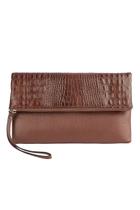 Clutch de couro croco com alça de mão Nikki whisky Feminino Clutch de couro croco com alça de mão Nikki whisky Feminino