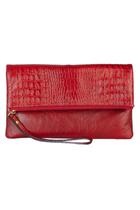 Clutch de couro croco com alça de mão Nikki