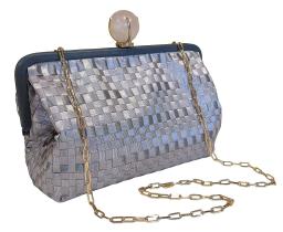 Clutch Dina - Bolsa de Gorgurão e Cetim com Fecho de Pedra