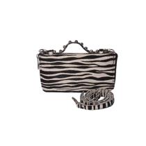 Clutch feminina pequena de couro zebra Ivete