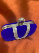 Clutch festa, balada revestida em veludo na cor azul caneta.