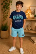 Cnjunto menino Marlan camiseta Ready e bermuda azul