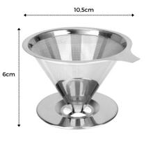 Coador Café Chá Aço Inox Reutilizável Ecológico P 10,5x6cm - 123Útil