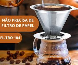 Coador Café Ecológico Sem Uso De Papel Aço Inox Ultrafino 104 Prata