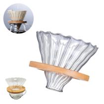 Coador Café Individual Reutilizável de Vidro para Filtro 102 Com Suporte de Madeira Dasshaus