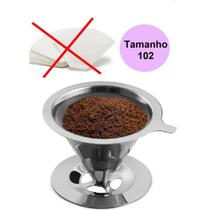 Coador Café Inox Não Precisa De Filtro 4 Xicaras Tamanho 102