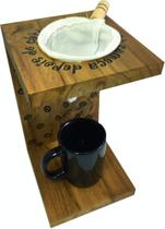 Coador café mini madeira caneca marron 22x13,5x12 - Li Decor